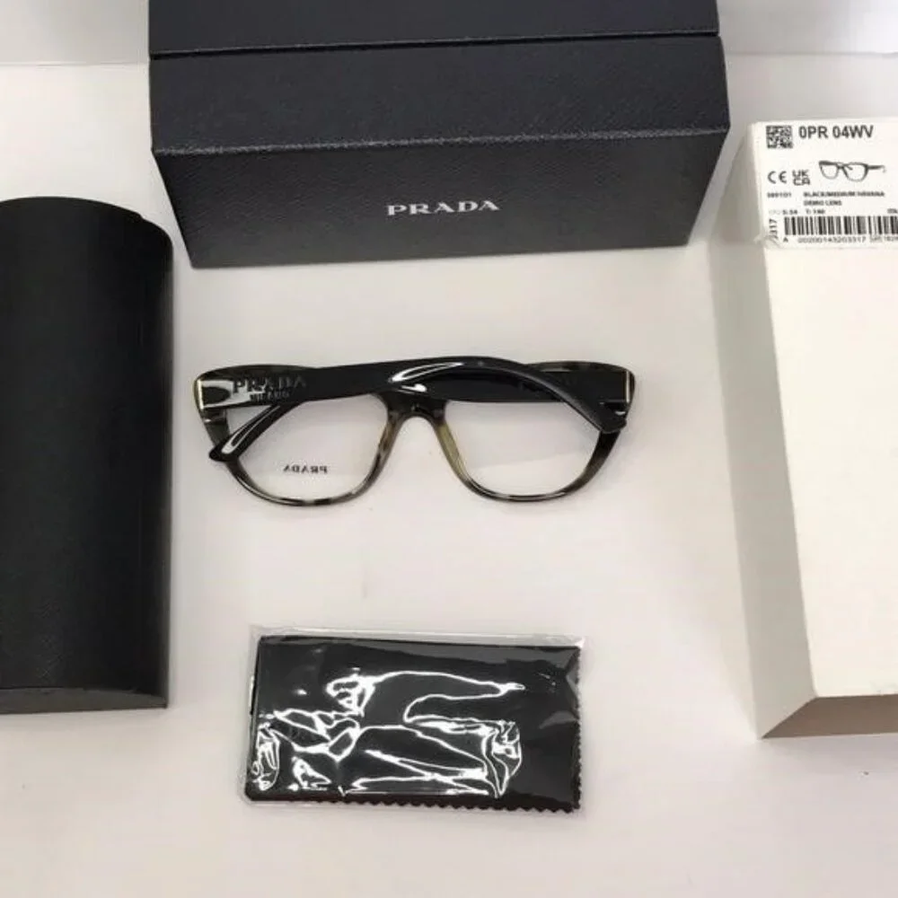Authentic New PRADAPR 04WV black and medium havana